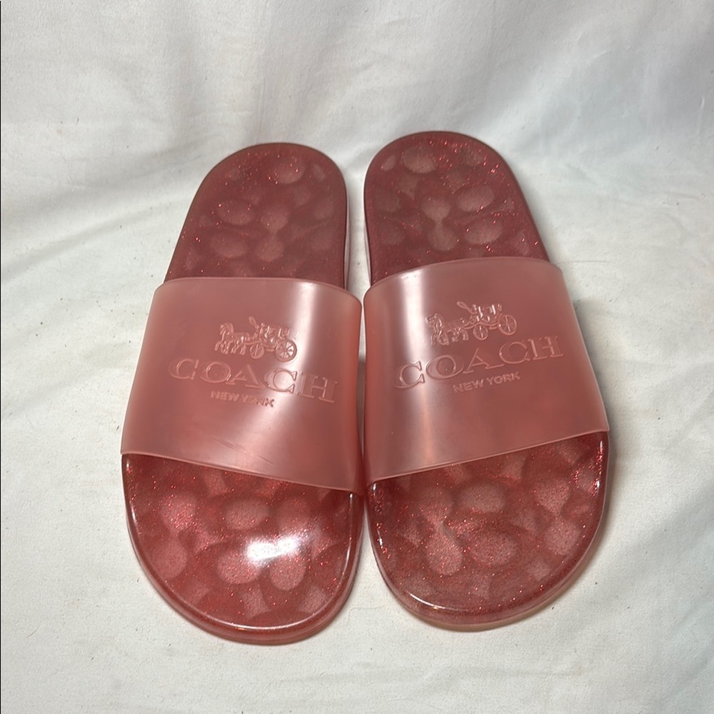 Coach Glittery Pink Slide Sandals